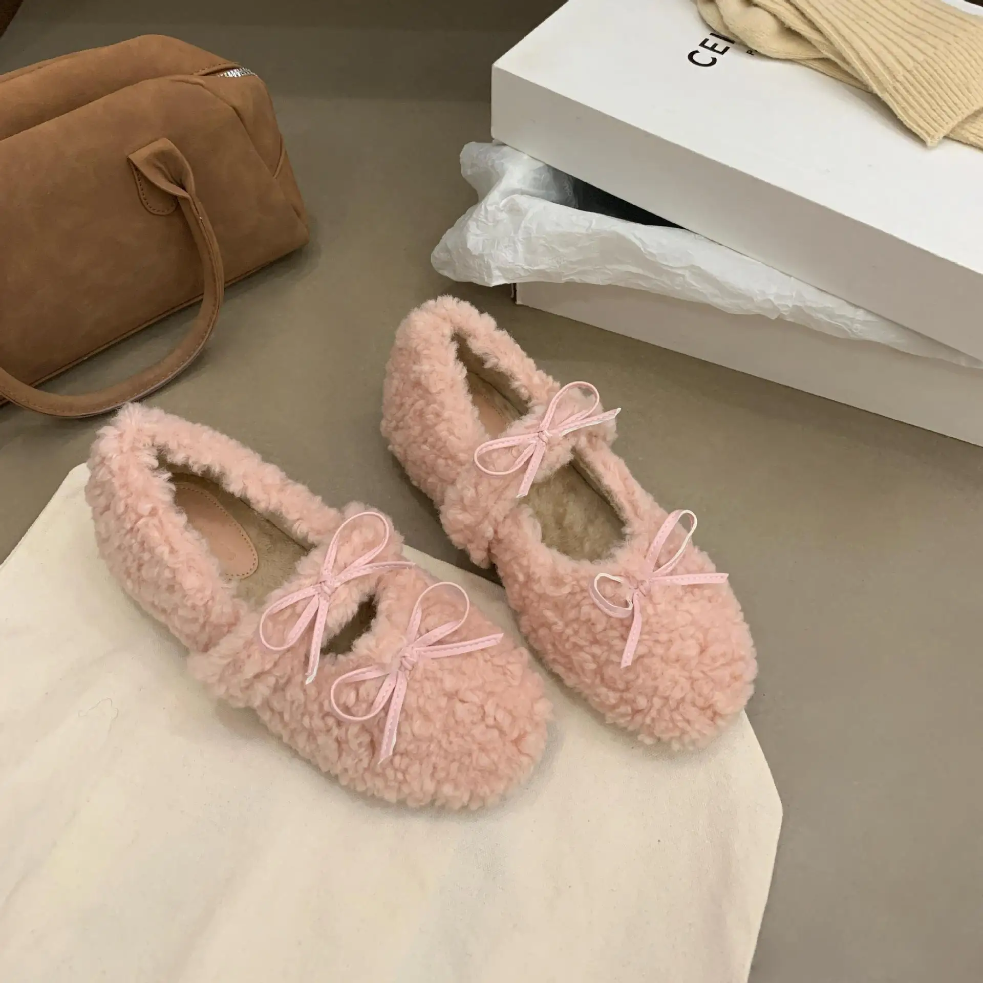 Korean Shoes Increas Height Casual Female Sneakers Clogs Platform Women Shallow Mouth Low Heels Flats Loafers Fur Elegant 2024 C