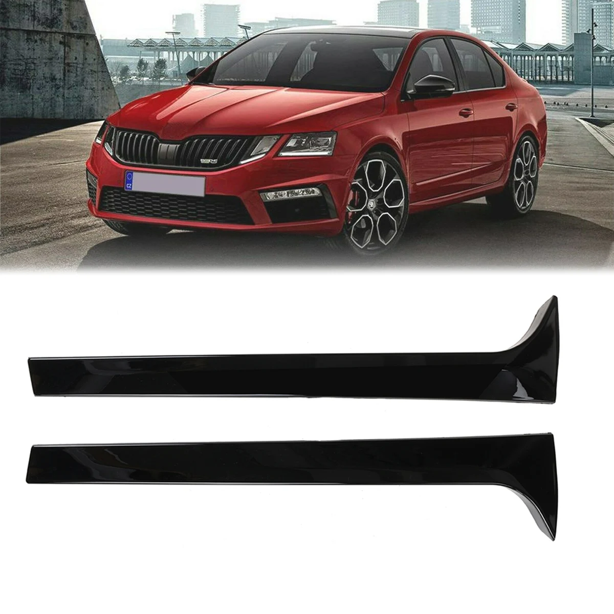 Pair Gloss Black Rear Window Splitters Side Spoiler Wing Canards Trim For Skoda Octavia Estate 2014-2019 Car Styling