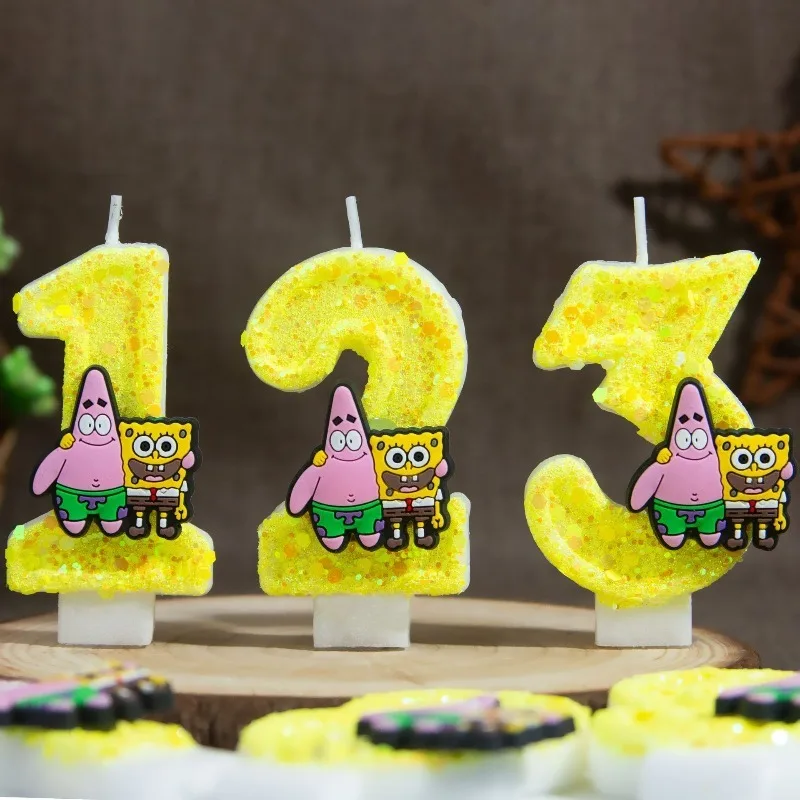 SpongeBob SquarePants Digital Number Cake Candles Birthday & Anniversary Decor Candles Smokeless Cake Ornament for Celebration - view 3