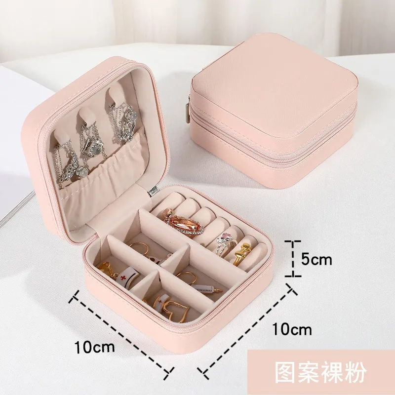 Mini caja de almacenamiento de joyas portátil para mujer, estuche de viaje para pendientes, collar, organizador de anillos, vitrina de cuero PU