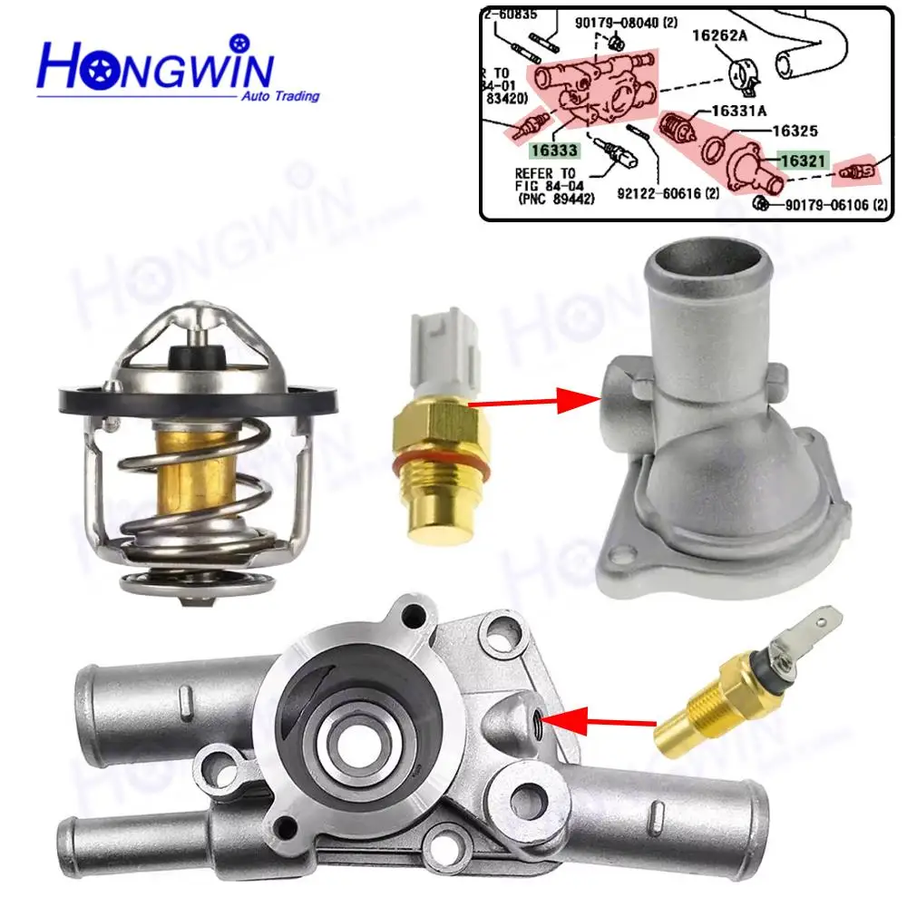 Carcasa o Sensor de Termostato para Toyota Corolla Sprinter Starlet Ep 70 80 EL30 16333-10011 16321 10011 1632110011 (1/2/3/4/5 Piezas)
