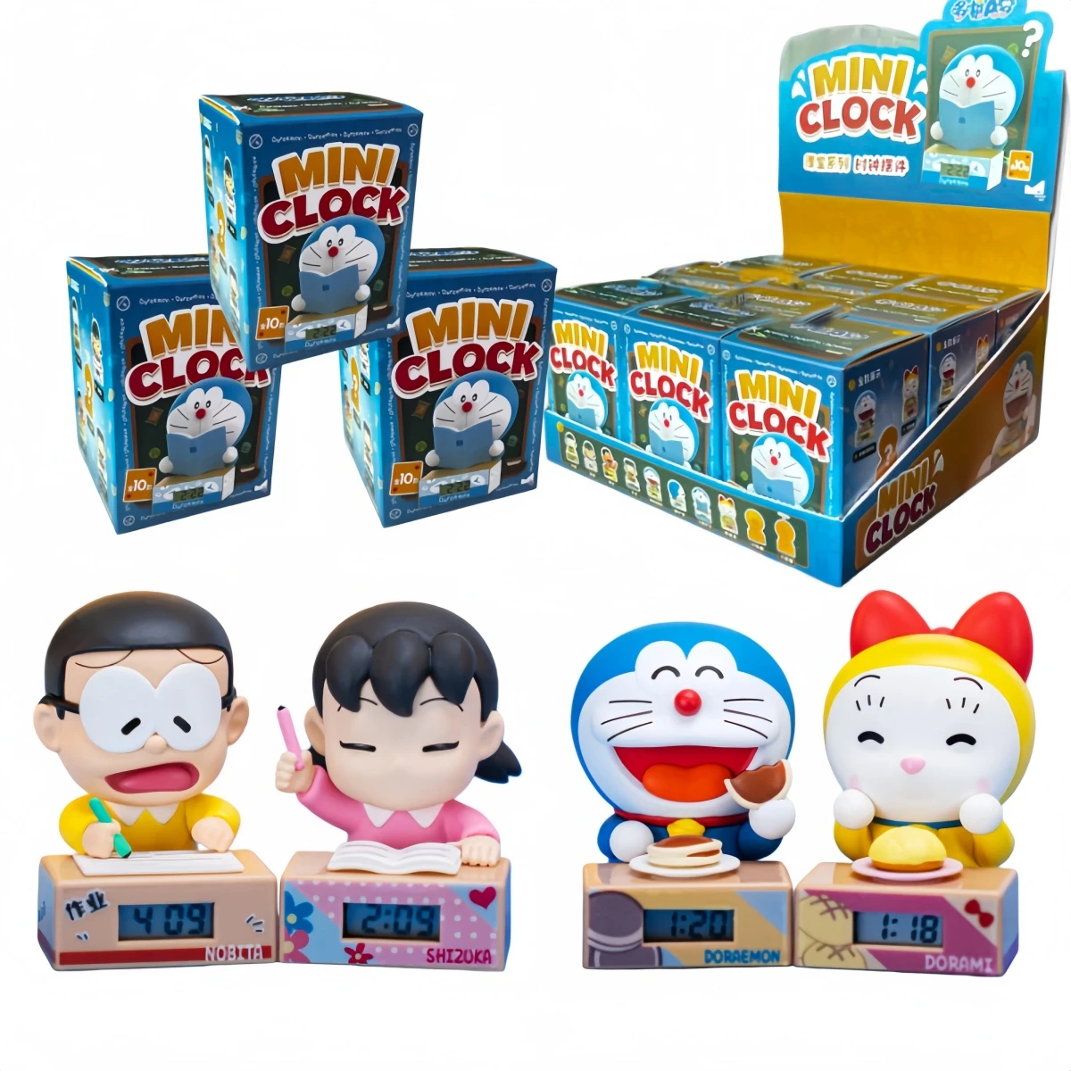 9 Estilos de Caja Sorpresa de Doraemon, Serie de Relojes de Escritorio para Estudiantes, Muñecos Miniatura Lindos de Nobi, Nobby, Shizuka, Sue, Doramy, Regalos de Cumpleaños