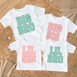 Big Bro Big Sis Little Bro Lilttle Sis Print Family Matching Shirt Boys Girls Sibling Tee T-shirt Kids Summer Short Sleeve Tops