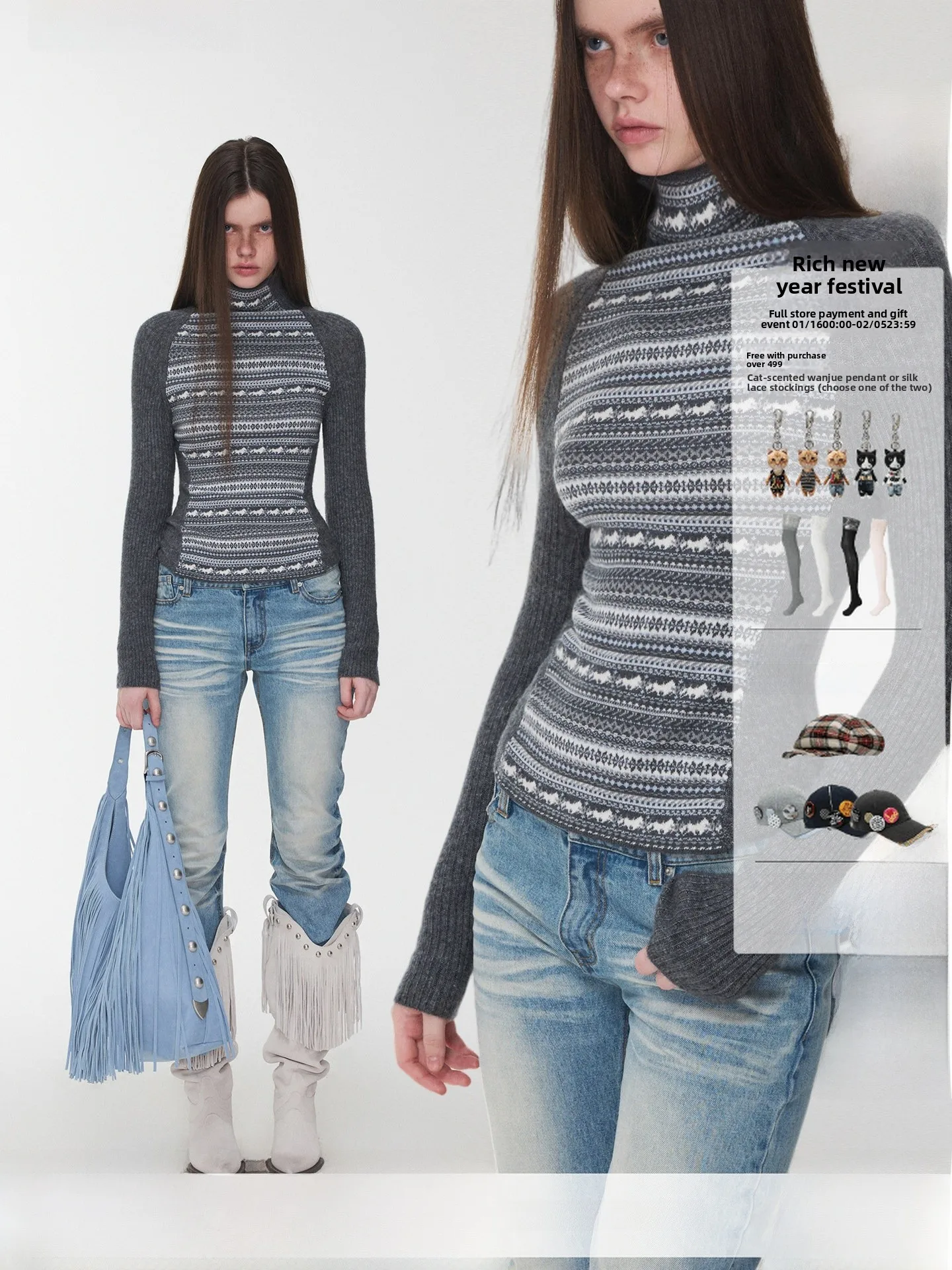 

Вязаный топ JINN STUDIO Color Blo с высоким воротником, женский, облегающий, базовый слой, с длинным рукавом, круглый вырез, стандартная длина