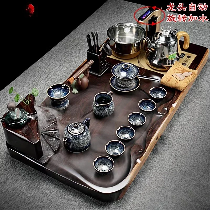 Ebony solid wood tea tray complete set of tea making Kung Fu   purple sand tea cup automatic integrated  table