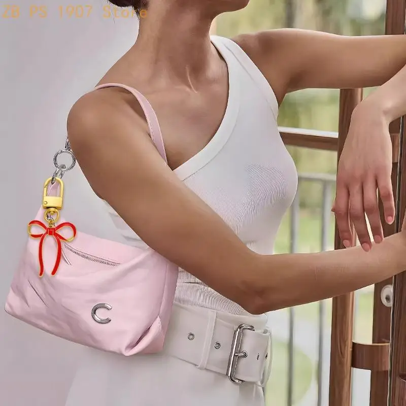 Handy Alloy Keychain With Red Bowknot Tassels Enhances Your Bag Hanging Charm 55KA