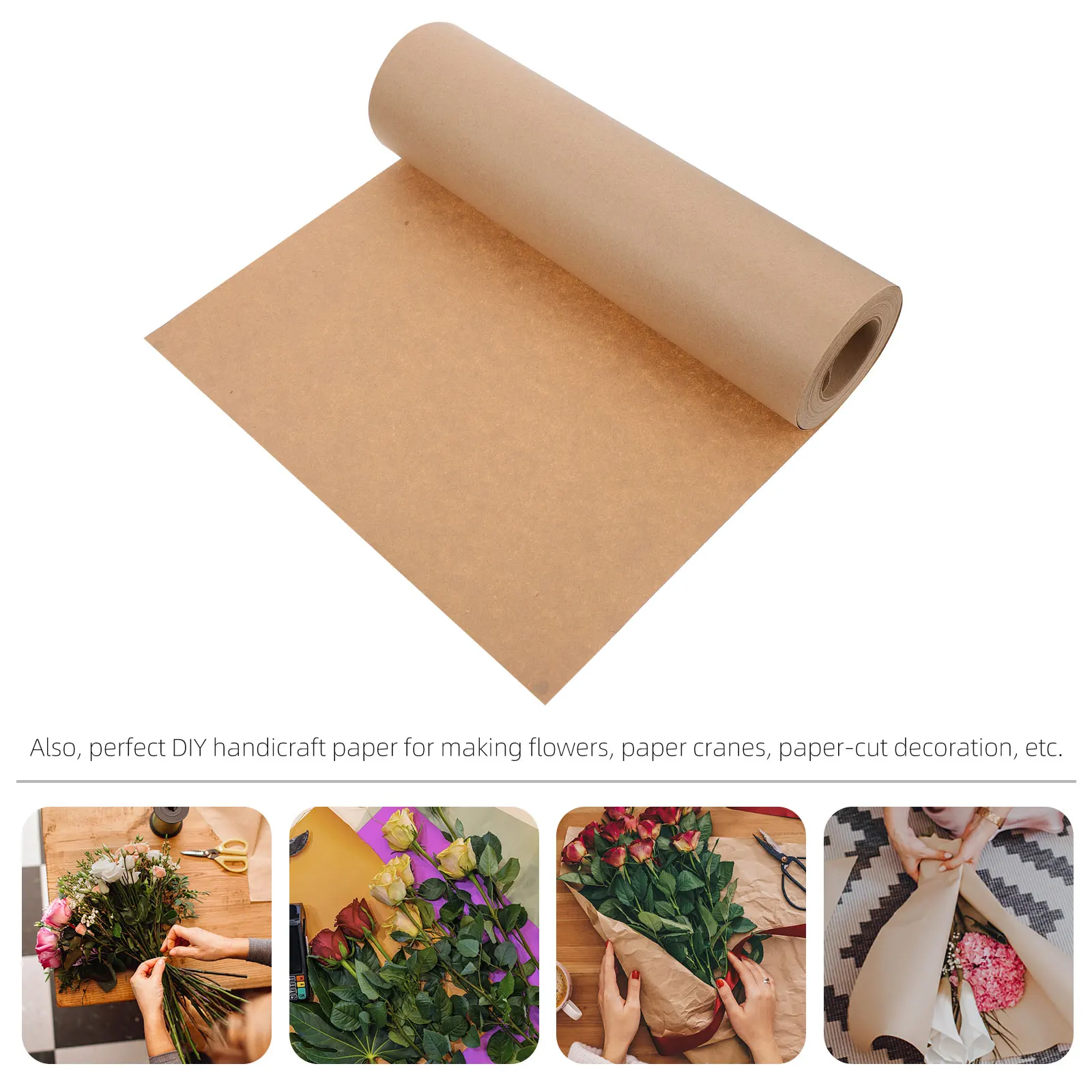 Brown Paper 50Sheets FloralWrapping GiftDecor DIYCraft Boxes Flowers Tea Holiday