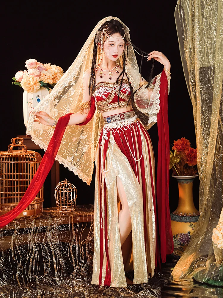 Dunhuang Feitian Princess Dress Exotic Style Girl Improved Hanfu Han Element Dance Dresses Western Style Photography Costume