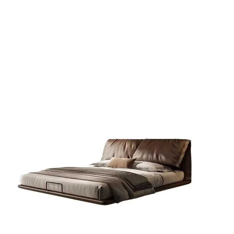 

Подвесная кровать для спальни, полный комплект, легкая роскошная современная простая кровать, роскошная двуспальная удобная мягкая кожаная кровать со слоновьими ушками