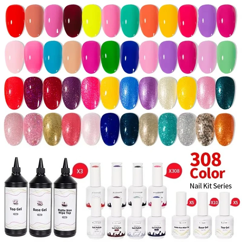 

Nail 308 UV LED Nail Gel Polish Kit High Color Saturation Non-Toxic Soak 5-8min MSDS Certified Semi Permanent Nail Art