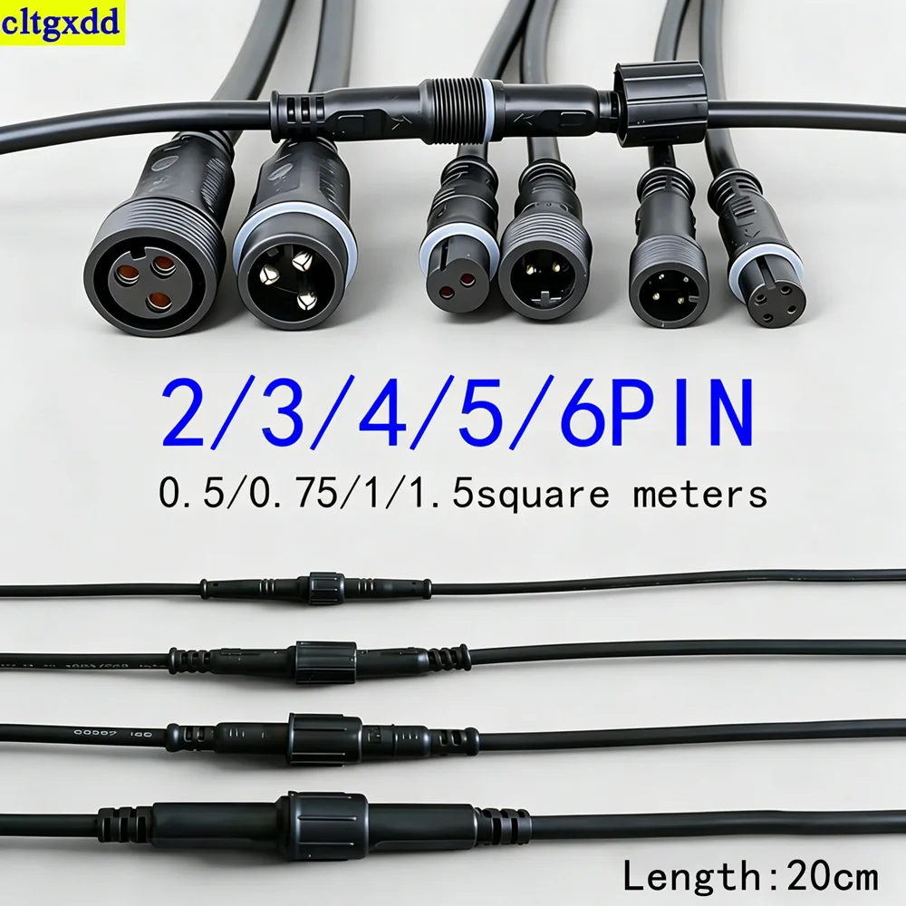 Cltgxdd 1 set of waterproof quick connectors 2/3/4/5/6-pin Male and Female docking plugs for aviation industry outdoor LED wires