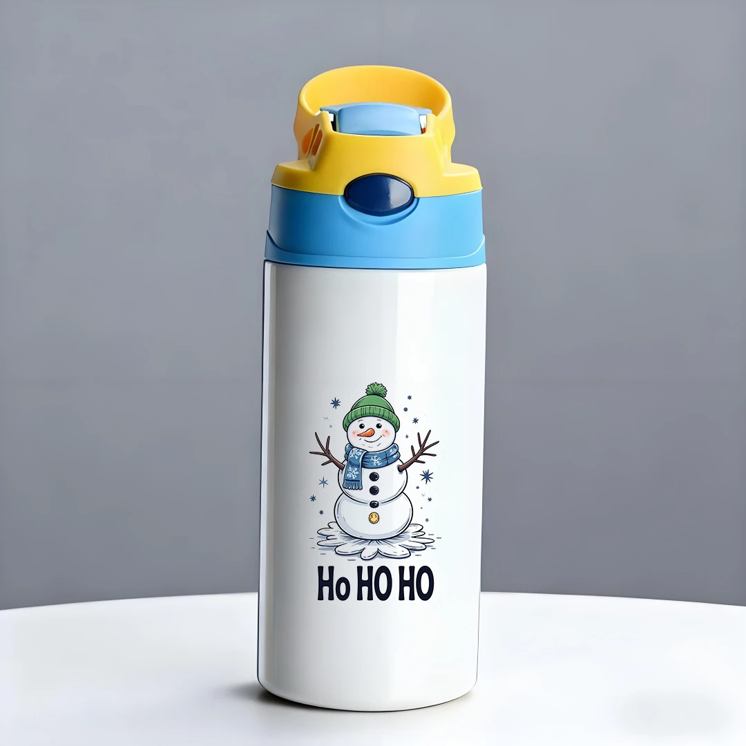 كوب حراري من الفولاذ المقاوم للصدأ 304 + كوب بقشة ملصق رجل الثلج الكرتوني + مجموعة أكواب مياه للأطفال - هدية عيد الميلاد الأساسية #4