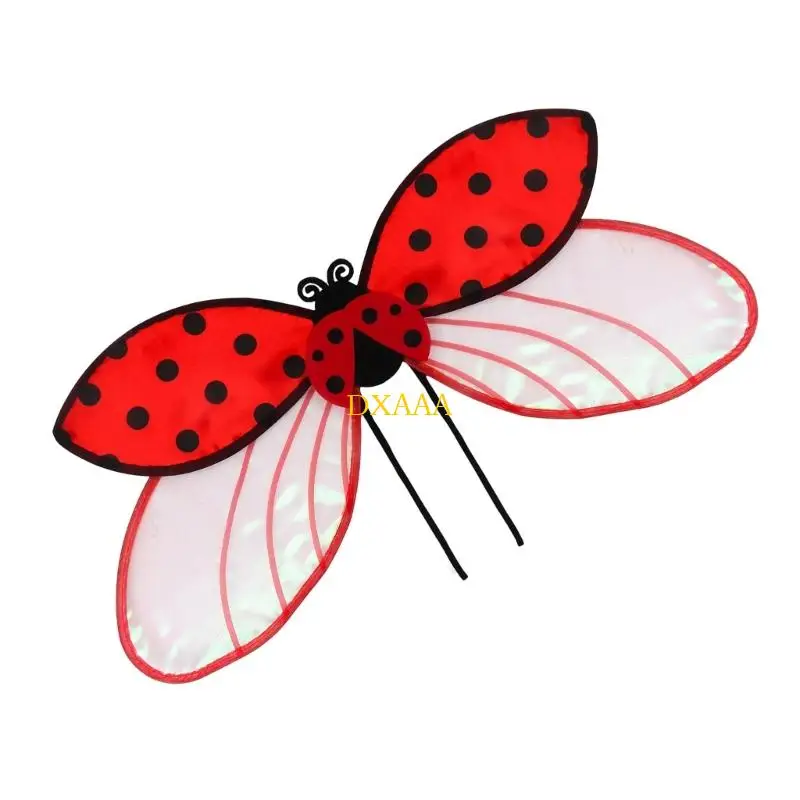 DXAA Kinder Marienkäfer Cosplay Flügel Organza Stoff Konstruktion Realistische Detaillierung Kostüm Zubehör Für Kinder Kinder