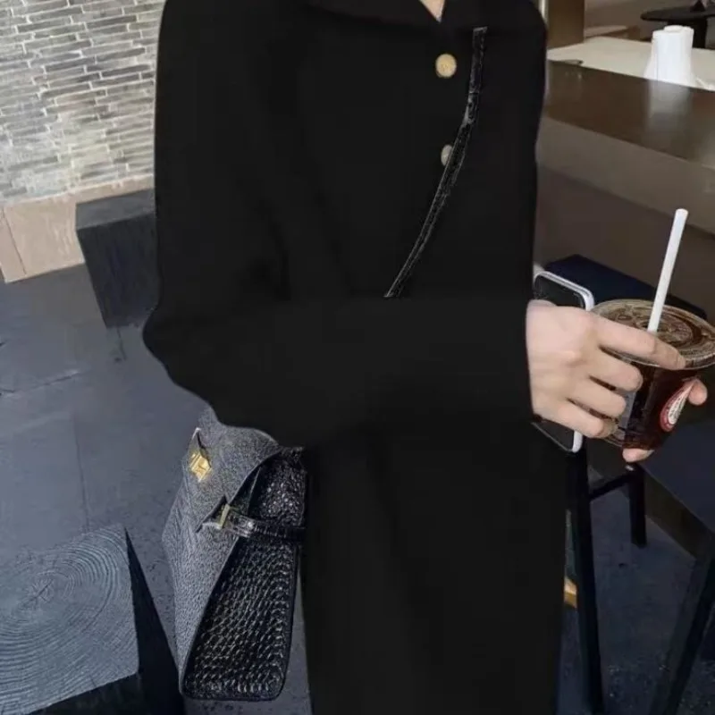 Nowa dzianinowa sukienka na jesień i zimę, luźna i swobodna, długi sweter zapewniający ciepło i wyszczuplanie, idealnie dopasowana do sukienki wewnętrznej.