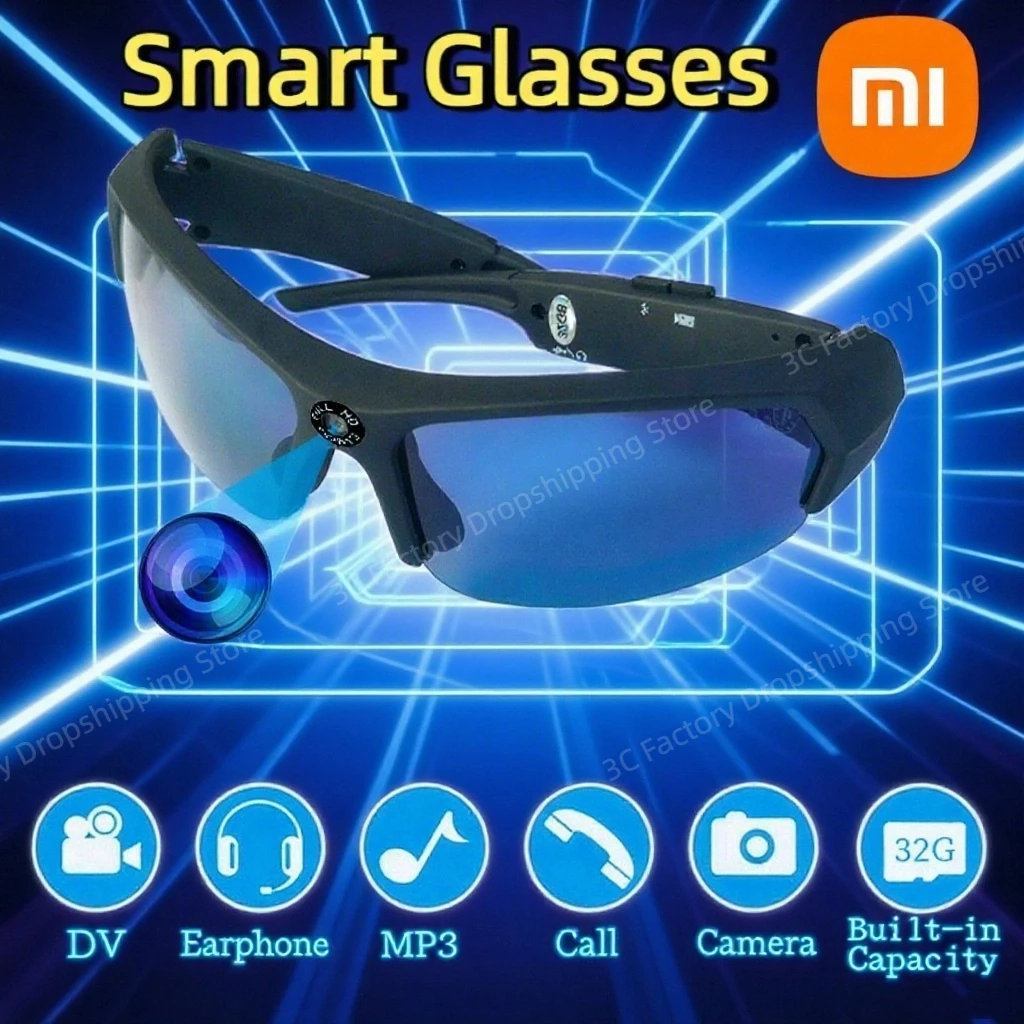 

Xiaomi Smart Camera Glasses Bluetooth Connect Can Call Music Photos Videos Insert Memory Card Glasses For Cycling Traveling New