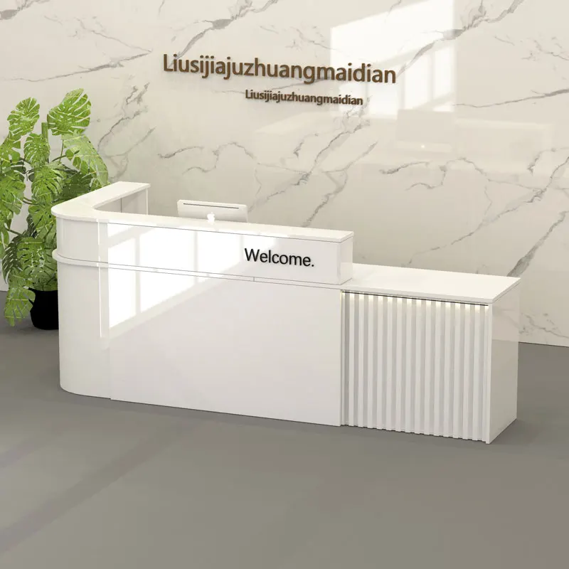 L Shaped Reception Desks Beauty Salon White Reception Desk Cash Counter Bakery Cashier Bar Meuble Comptoir Theater Furniture