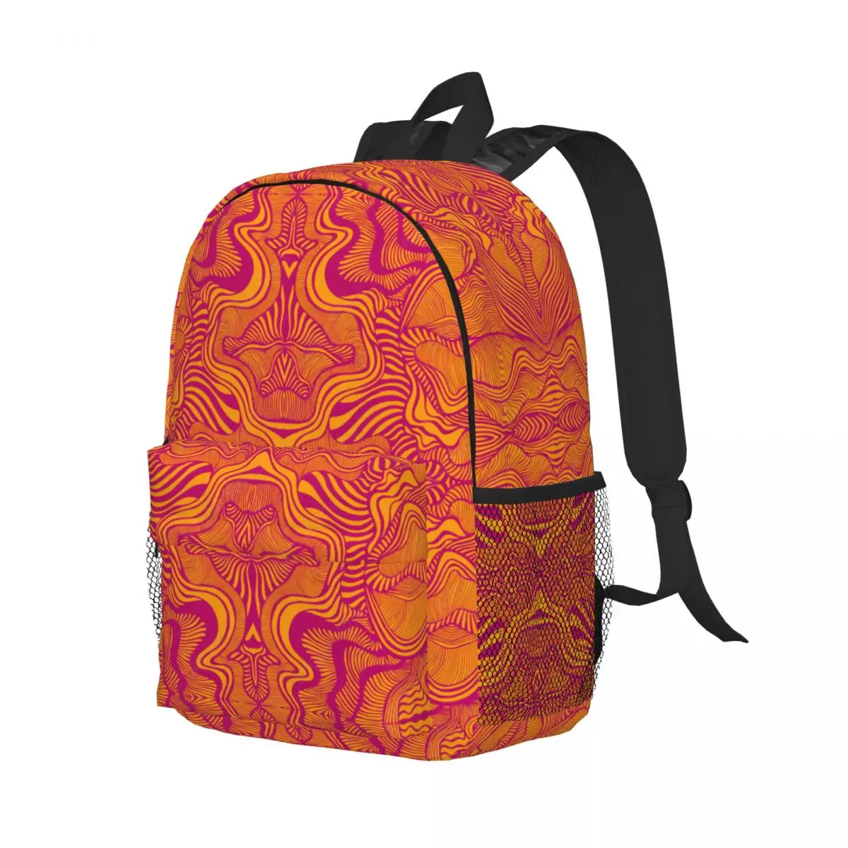 Mochila padrão fractal psicodélica abstrata personalizada, Bookbag básico para bolsas escolares universitárias, mulheres e homens