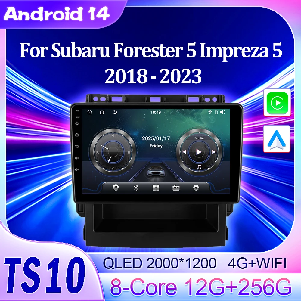 2Din Android 14 Autoradio Car Radio Multimedia Player For Subaru Forester 5 Impreza 5 2018 - 2023 GPS Navigation Carplay Stereo