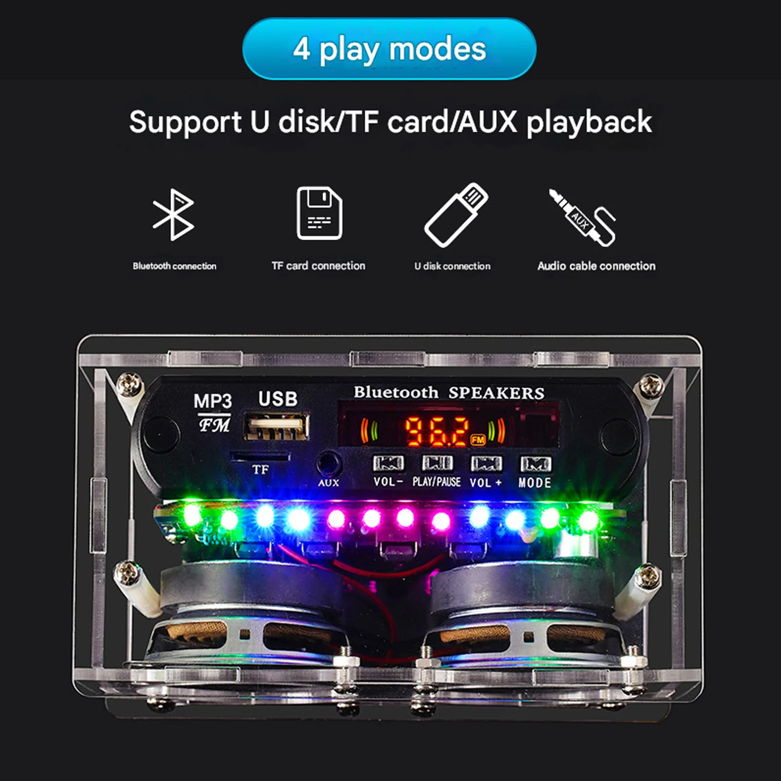 DIY Bluetooth Speaker & FM Radio 87.5-108MHz Electronic Kit - Soldering Project for DIY Enthusiasts & Hobbyists