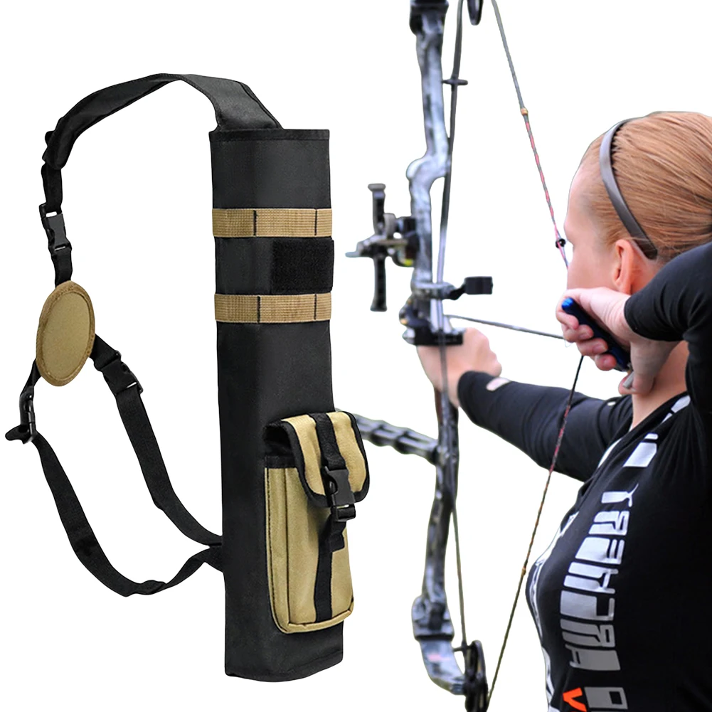 Archery Quiver with Molle System Pocket Back Arrow Quiver Dual Use Adjustable Arrow Bag for Target Shooting Hunting