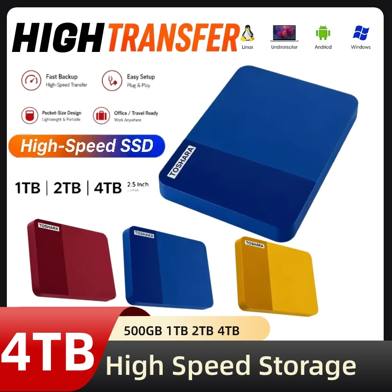 2026 Multi-color selection B3 Portable 4TB External Hard Drive High Speed Disk For Laptop Desktop Mac Android Phone Data Backup