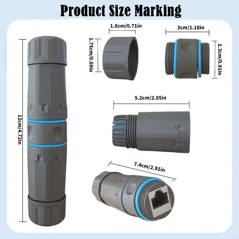 Durabilidad aire libre IP68 RJ45 RJ45 Cat6 Gigabit Ethernet Connector 83CF