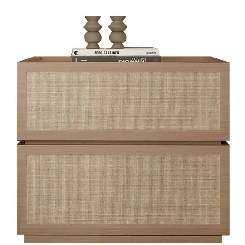 Nordic Modern Wood Nightstands Drawer Classic Japanese Rattan Nightstands Bedside Storage Mesa De Noche Dormitorio Furniture