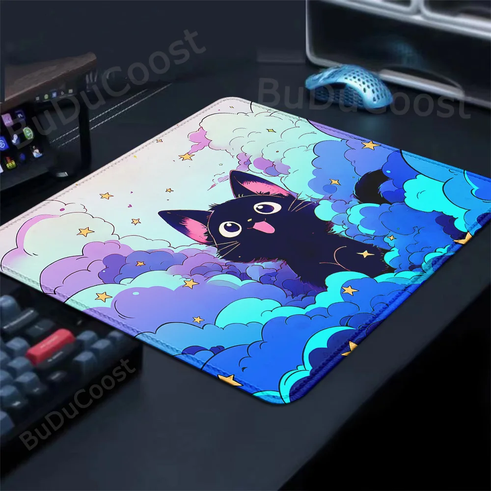 Anime Black Cat Small Size Mousepad Office Computer Desk Mat Natural Rubber Mice Mat Laptop Cushion Non-slip Tablepad Home Decor