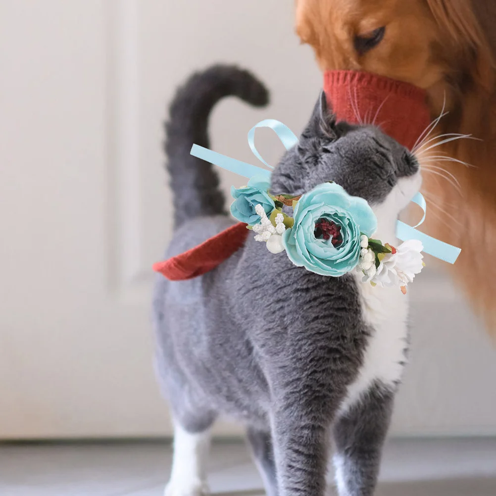 

Flower Pet Collar Decorative Cat Dog Wreath Elegant Chic Design Comfortable Daily Party Wear Lightweight Reusable Kitten Puppy