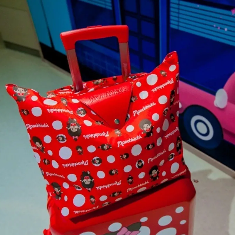 New Kawaii Cartoon Mengqiqi Folding Luggage Bag Can Be Put on The Trolley Case Boarding Travel Bag Large Capacity Mommy Bag