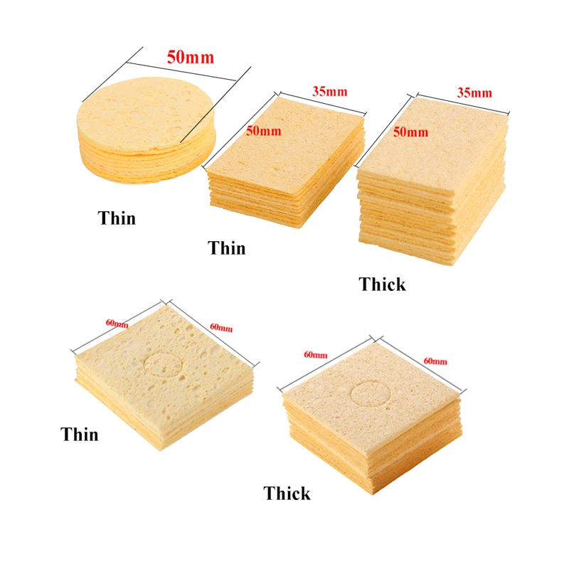 10Pcs/Lot Soldering Iron Tip Cleaning Sponge Pads Welding Head Cleaner Tools Yellow Sponge