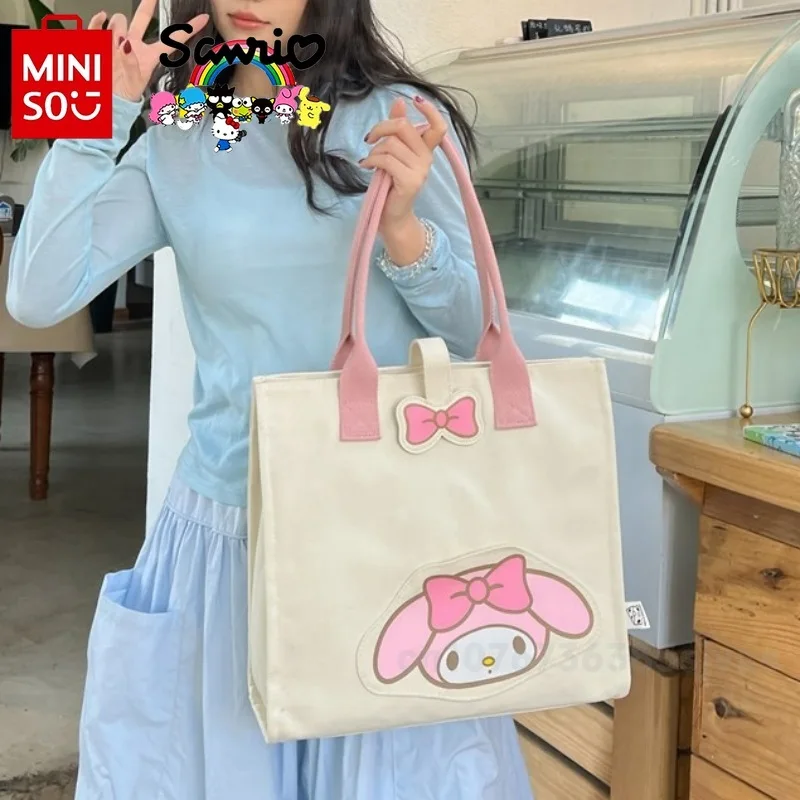 MINISO 2024 New Women's Handbag Fashionable High Quality Women's Shoulder Bag Cartoon Casual Large Capacity Girl Shopping Bag