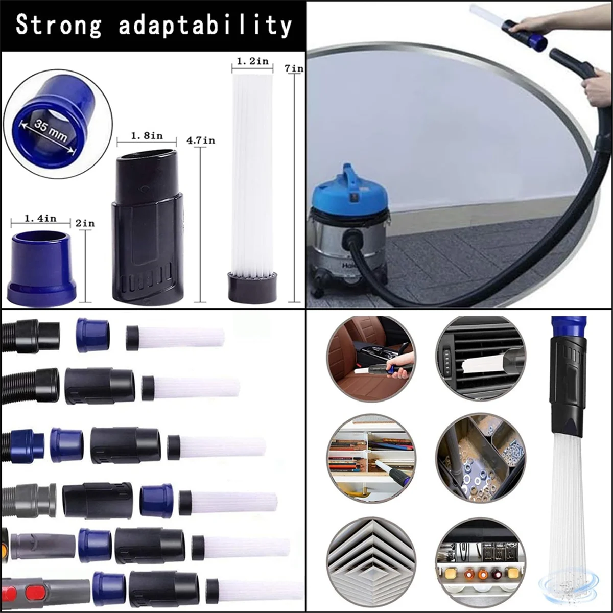 FZFZ 8 шт. универсальный комплект вакуумных насадок для влажной и сухой пластиковый адаптер для вакуумного шланга 1-1/4 дюйма аксессуары для пылесосов