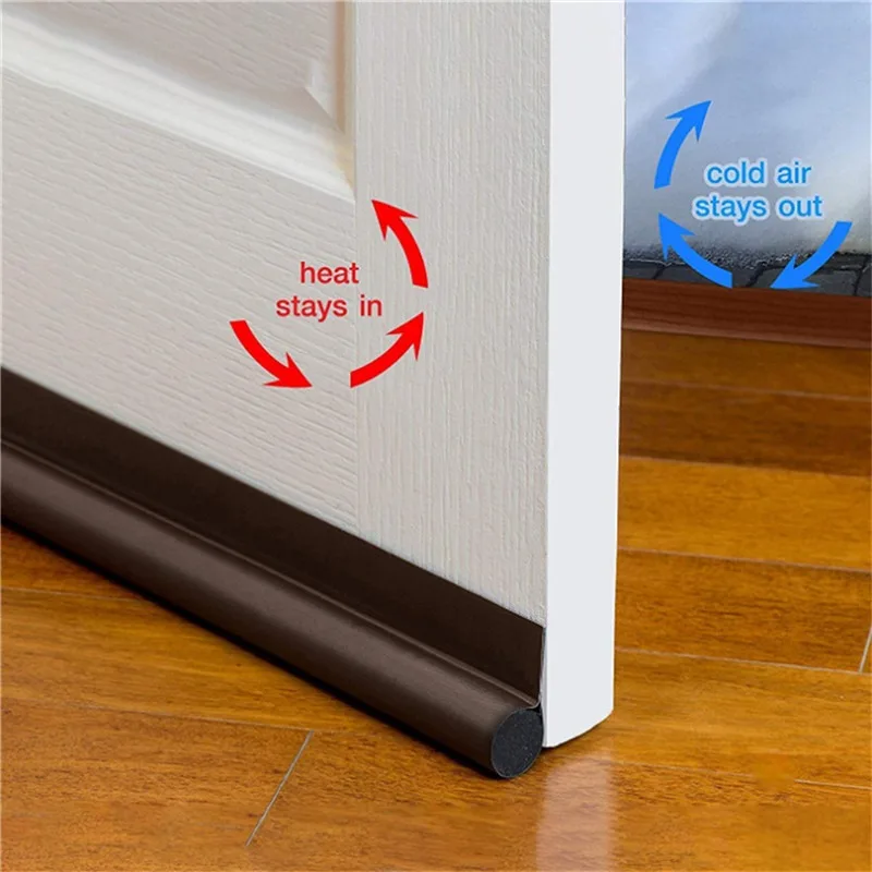 DIY Single Side Door Seam Draft Stopper Adjustable Wear-resistant Leather Door Seal Strip