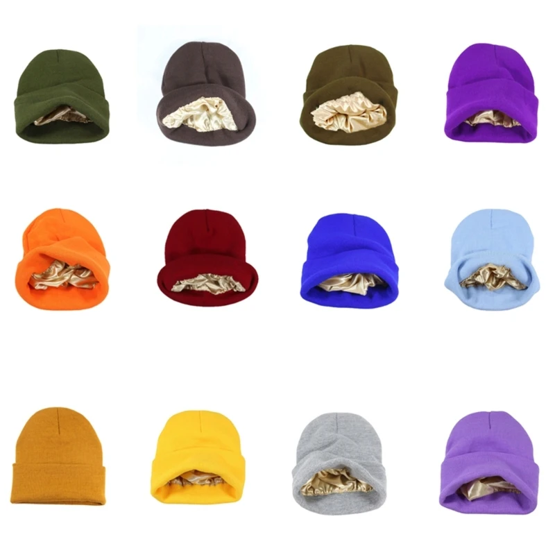 Smooth Inner Lined Acrylic Brimless Hat for Women and Men, Turned-Up Cold Weather Cap for Commute, Travel and Outdoor Walks