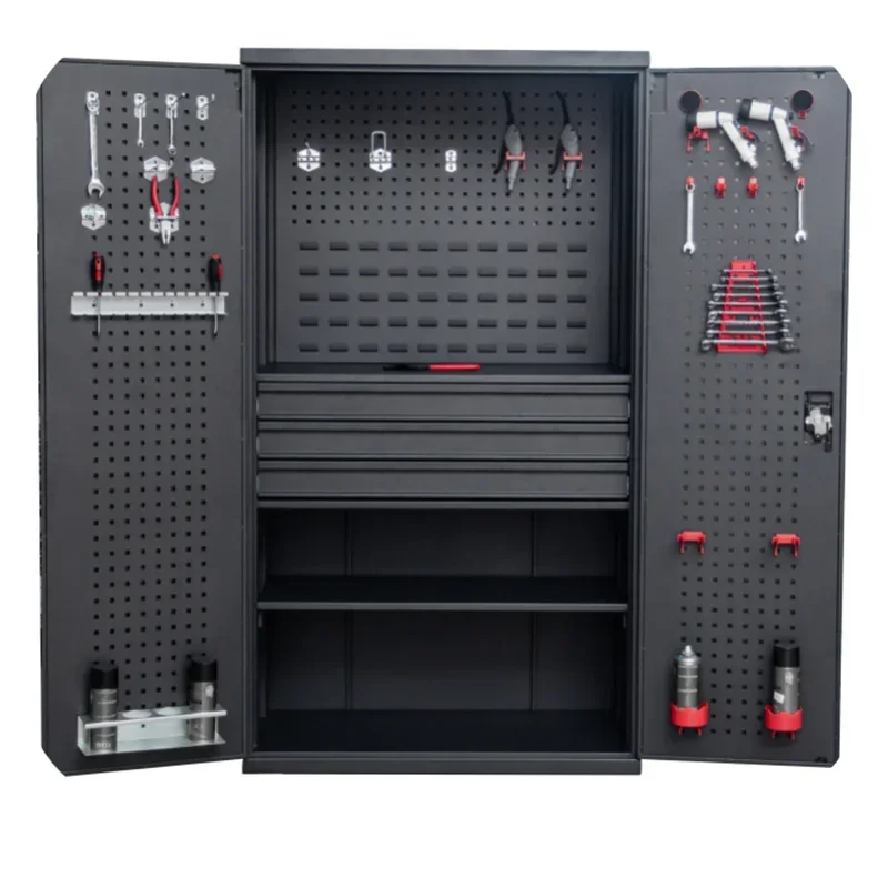 2026 Heavy duty  tool cabinet with double door Metal Tool Storage garage cabinets with hanger  for workshop