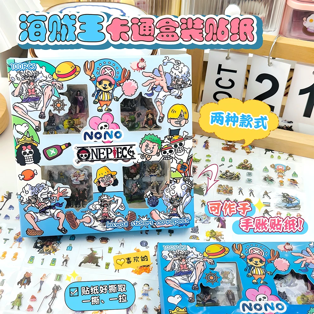 100 teile/schachtel Anime ONE PIECE Transparente Aufkleber Cartoon Wasserdichte Graffiti Koffer Laptop Gitarre Auto Coole Aufkleber Kind Spielzeug Geschenk