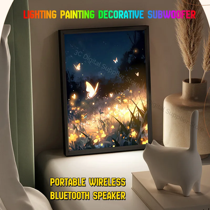 

Creativity Wireless Bluetooth Speaker Lighting Painting Decorative Subwoofer Dream Field MP3 Player Mural Audio Painty Souvenir