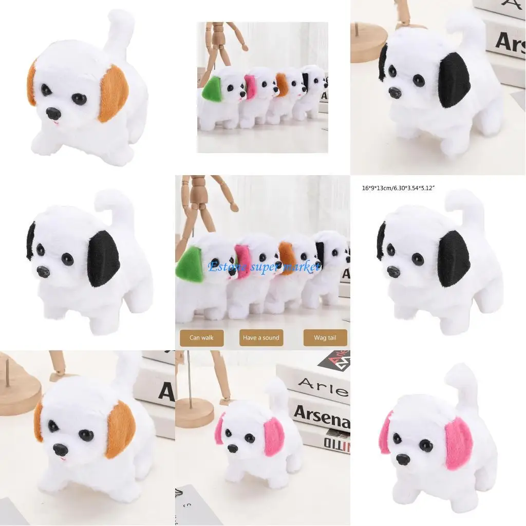 

090B Electric Toy Plush Puppy Interactive Collar Puppies for Babies to Walk for Ideal Halloween/Christmas Presents