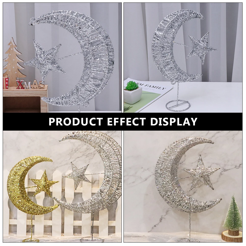 

1Pcs Christmas Tree Star Treetop Glittering Iron Moon Star Shape Stable Base Holiday Decor Christmas Tree Stars