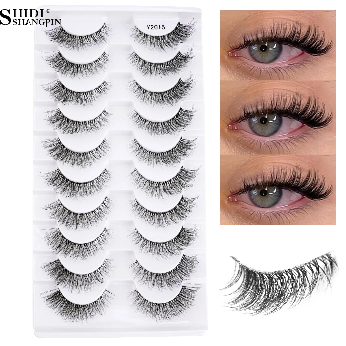 SHIDISHANGPIN 3D ミンクまつげフルつけまつげふわふわうっすらとしたボリュームまつげ自然な見た目クリアバンドフェイクシルメイクアップ