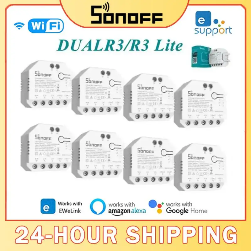 

Смарт-переключатель для штор SONOFF DUALR3 Dual R3 Lite с Wi-Fi для электрического моторизованного роликового затвора управление через Alexa Google Home eWeLink