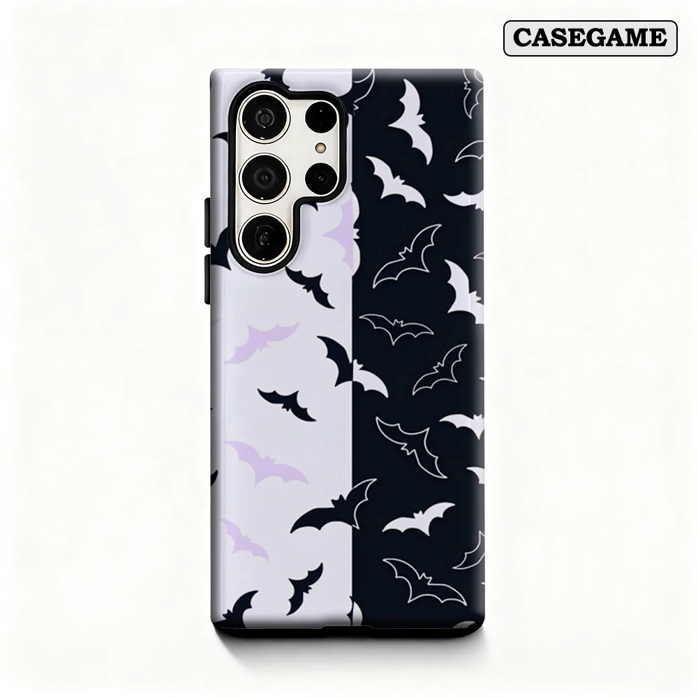 Halloween Bat Duality Phone Case for Samsung Galaxy S25 Ultra S24 S23 Ultra Plus Shockproof Double Layer Back Cover