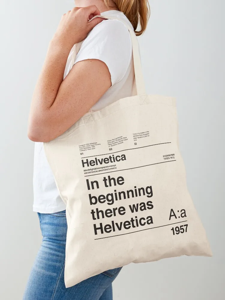 Helvetica Typography Font Design: In The Beginning There Was Helvetica Tote Bag Cloth bags shopping bag logo