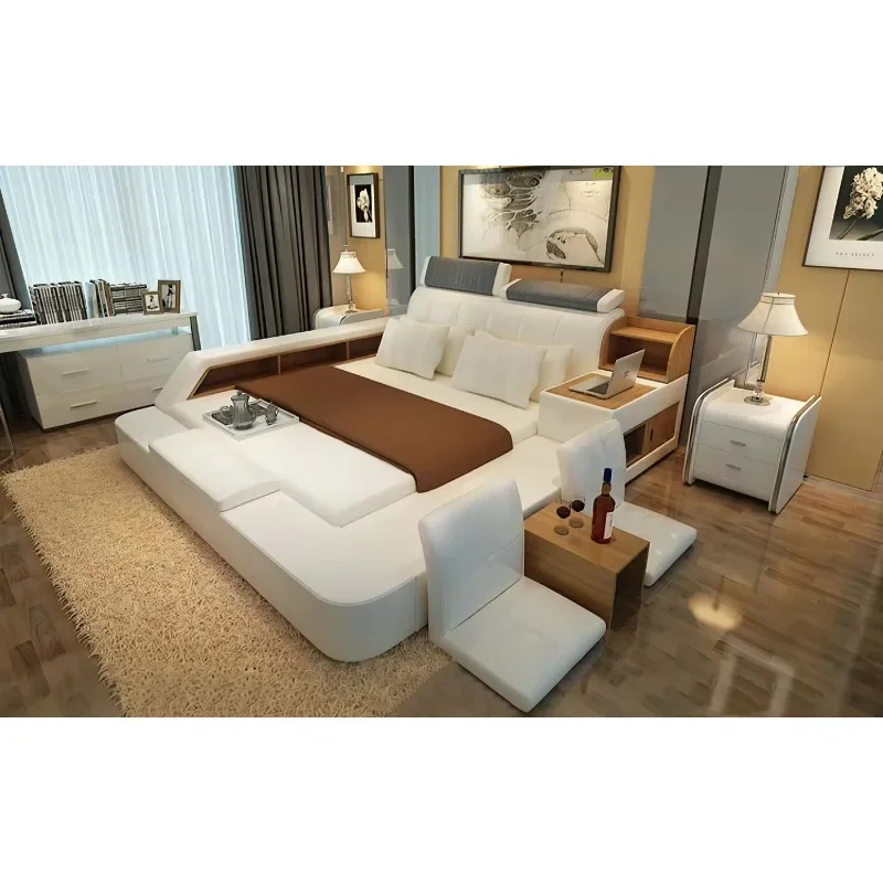 Multifunctional Tatami Hotel Apartment Bedroom Furniture Set Queen Double Bed Smart