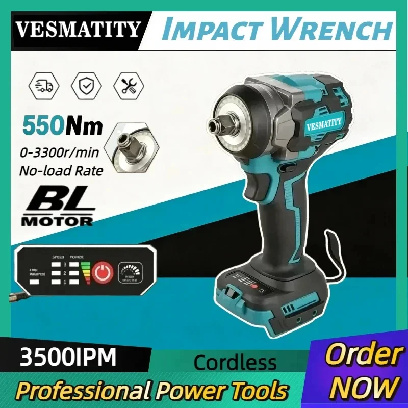 New Impact Wrench Brushless Cordless High Torque Electric Tool for Large Equipment Repair For Makita 18V 20V Battery Pin