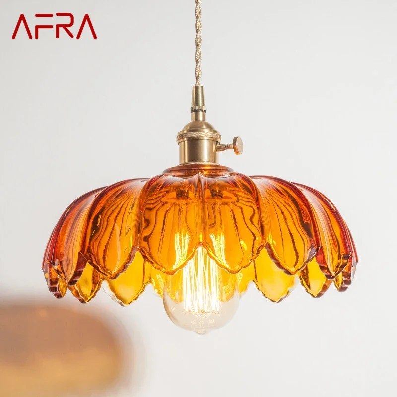

Скандинавская латунная Подвесная лампа AFRA, Современная прикроватная лампа для спальни, цветная стеклянная люстра для ресторана, бара, коридора