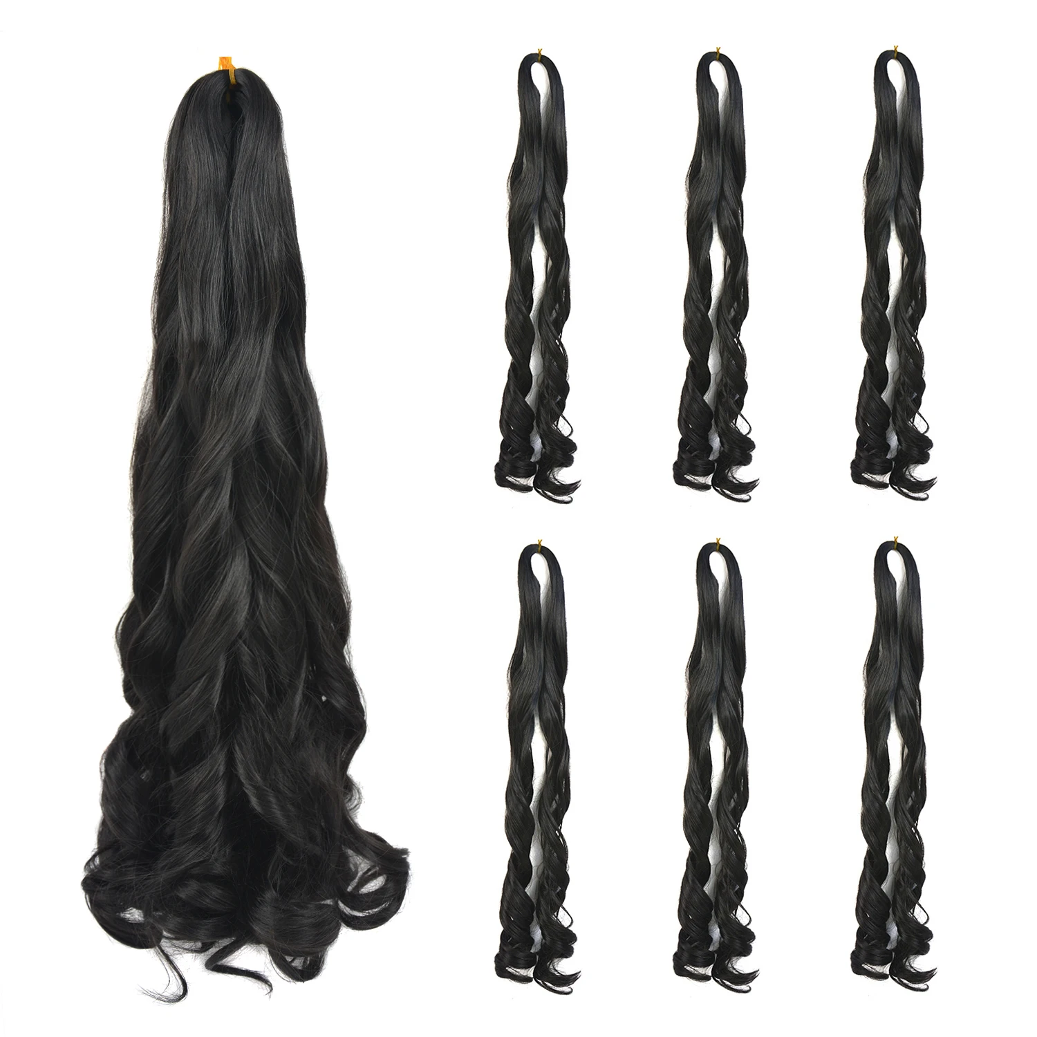 1 pack  Curly Braiding Hair Pre Stretched Synthetic Wavy Braiding Hair Extensions for Black Women Hair Extensions