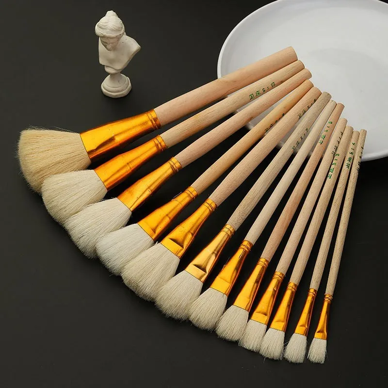 

Professional Paint Brushes Set for Ceramic Painting, 7pcs Soft Wool S Brushes for Gold Outline Technique and Oil Paints