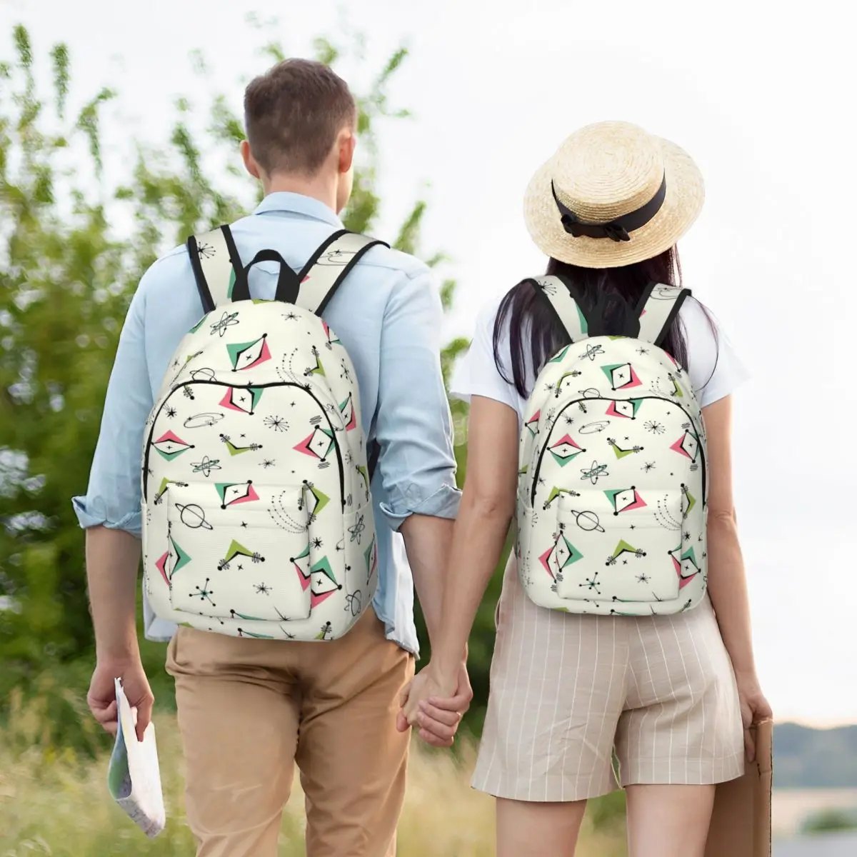 

Atomic Confetti - Pink Aqua Lime Backpack Student Boys Girls BookBag Kids School Bag Laptop Shoulder Bags for Men Women